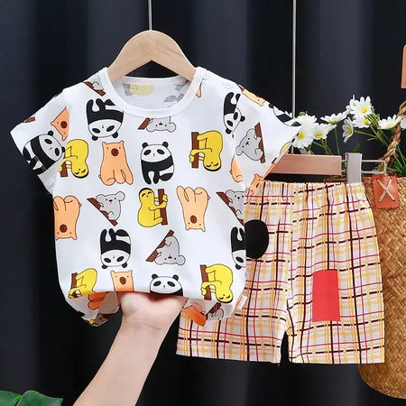 Crianças conjunto de roupas do bebê menino/menina camiseta + shorts roupas verão algodão dos desenhos animados casual meninos agasalho crianças conjunto roupas do bebê