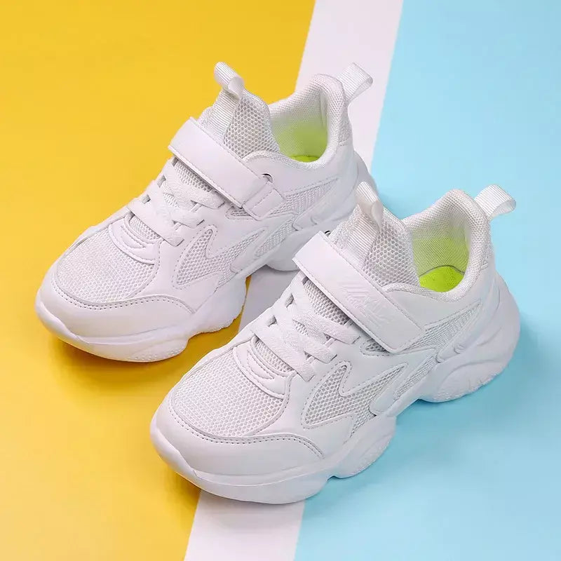 Branco crianças sapatos para meninos e meninas moda crianças confortáveis tênis respiráveis antiderrapante escola casual calçado de caminhada