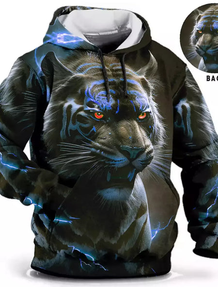 Capuz de manga comprida masculino, moletom com capuz, impressão 3D, bolso frontal, streetwear, moda primavera, novo