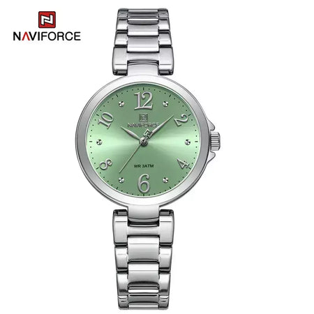 Naviforce relógio de pulso feminino, pulseira de aço inoxidável, impermeável, quartzo, romântico, marca superior, 2023