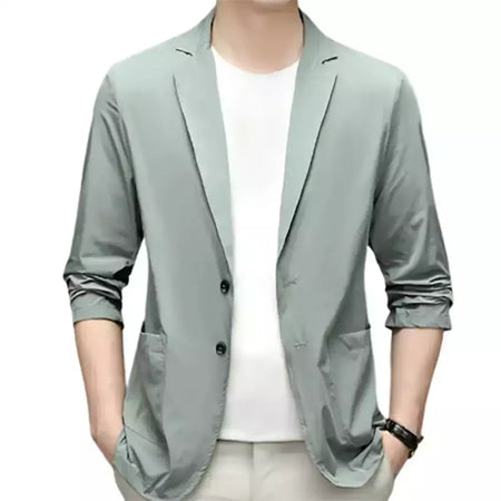Blazers de negócios monocromáticos masculinos, blazers slim fit, botões duplos, lapela, mangas 3/4, terno de deslocamento, casaco do noivo