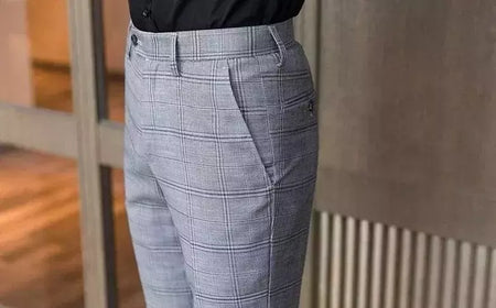Xadrez masculino anti-rugas calças cortadas, roupas de grife casual, terno masculino reto, verão, fino, barato, designer, cheque, 9