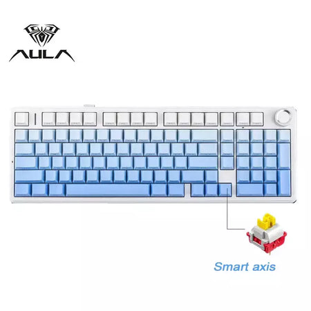 Teclado mecânico para jogos AULA F99PRO, 99 teclas, três modos, sem fio, estrutura de junta permutável, teclado personalizado com botão de mídia