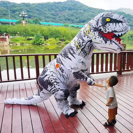 Adulto crianças trajes de dinossauro inflável terno vestido anime festa cosplay carnaval purim traje de halloween para homem mulher