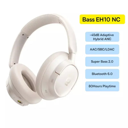 Baseus bowie h1s fones de ouvido sem fio bluetooth 5.4 cancelamento de ruído 46db sobre a orelha fone de ouvido de áudio espacial de alta resolução 120h tempo