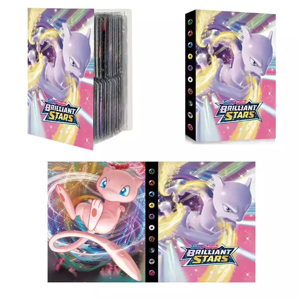 Álbum de cartões 4/9 protetor 240/540 pçs cartão livro mapa carta titular pasta dos desenhos animados charizard mewtwo vmax gx cartões coleção pasta