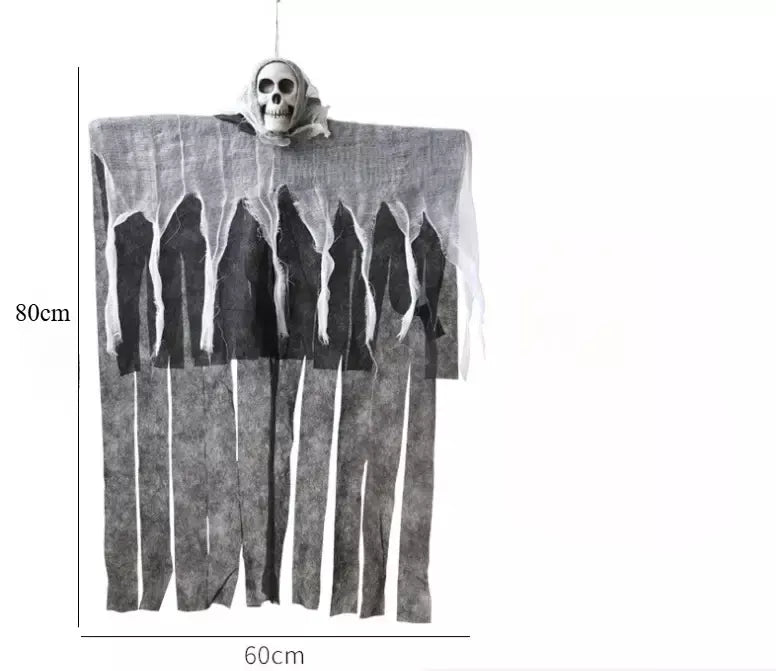 1 pçs halloween brilhante crânio esqueleto gaze pendurado fantasma casa ao ar livre decoração do jardim festa de halloween horror fantasma adereços 2025