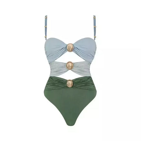 Hollowen-maiô de uma peça das mulheres com cobertura, swimwear sexy, fora do ombro trajes de banho, patchwork bathsuit, cinto bodysuit, Beachwear