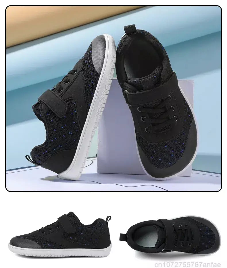 Novos meninos meninas tênis crianças largas sapatos descalços naturalmente spracam sapatos da criança pequena grande criança