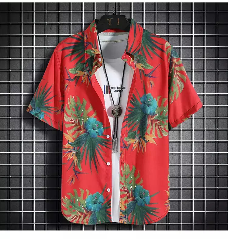 Roupas de praia para homens 2 Piece Set Quick Dry Camisa Havaiana e Shorts Set Homens Moda Vestuário Impressão Casual Outfits Verão
