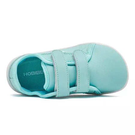 HOBIBEAR-Tênis minimalistas para crianças, leves, gancho de laço, couro artificial, sapatos descalços, pequeno grande e garoto, dedo do pé largo