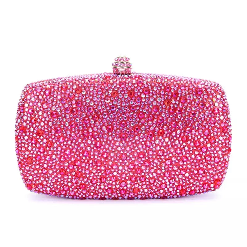 Bolsa noite strass para mulheres, bolsas de casamento, corrente de cristal, ouro, prata, pedras da noite, marrom, verde, pedras azuis