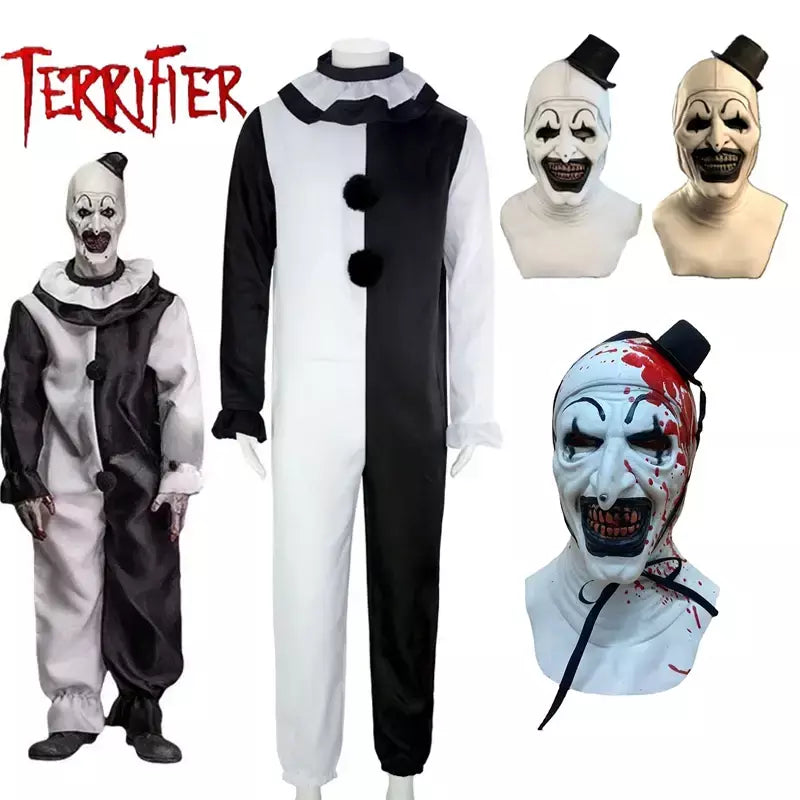 Arte o palhaço cosplay filme terrorífico 2 arte o palhaço cosplay traje macacão máscara trajes de halloween máscara para homens