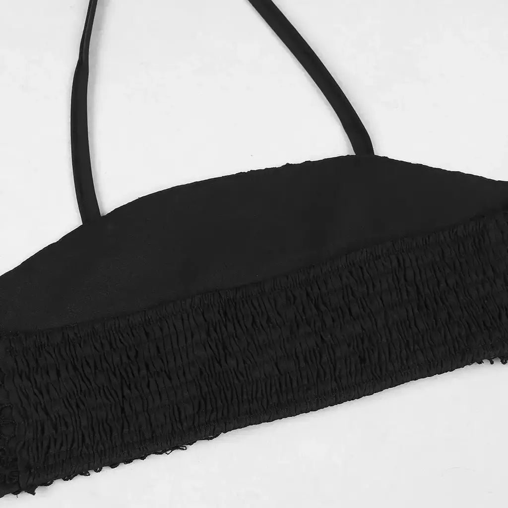 Conjunto sexy de biquíni feminino, sutiã de renda, mini saia, férias de praia, fato de banho feminino casual, 2 peças, verão
