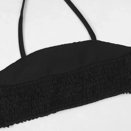 Conjunto sexy de biquíni feminino, sutiã de renda, mini saia, férias de praia, fato de banho feminino casual, 2 peças, verão