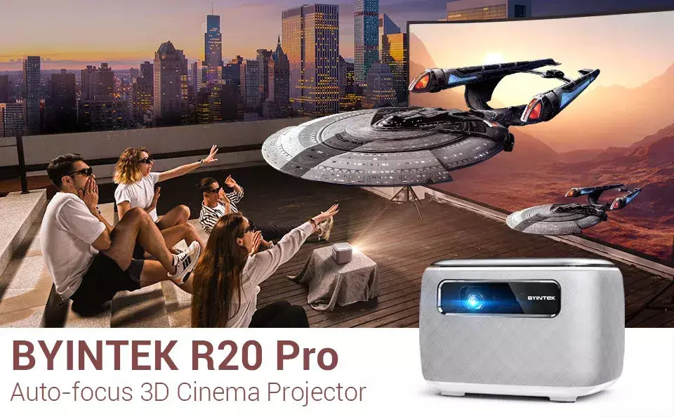 BYINTEK R20 Max Mini Projetor 4K DLP Smart WiFi Android 11.0 LED 1080P Projetores de home theater ao ar livre com bateria de 15600mAh
