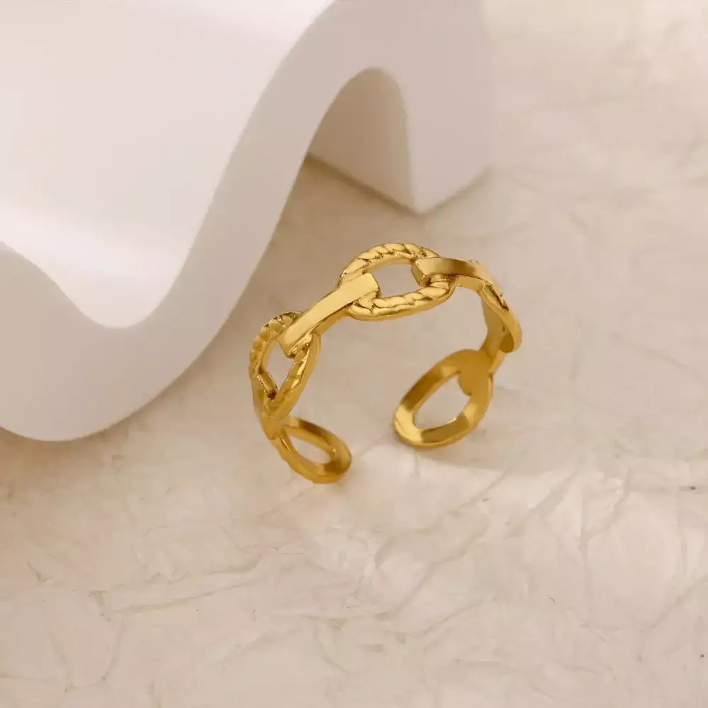 Anéis geométricos de zircônia de aço inoxidável para mulheres luxo mau olhado cor dourada ajustável na moda casamento estética jewerly presente