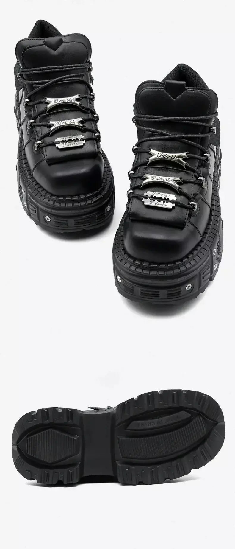 2025 mulher tênis novo estilo punk sapatos femininos gótico tornozelo rock botas rendas salto altura sapatos plataforma mulher decoração de metal
