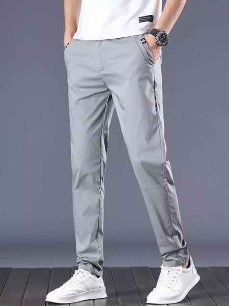 Calça reta masculina de alfaiataria social, calça masculina de algodão, para cima fina e casual, calça empresarial chinesa, clássica, para cima, verão