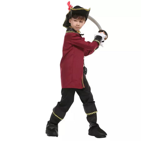 Menino cosplay piratas marinheiro traje terno com pirata tricórnio chapéu capitão jack cosplay conjunto com renda para o natal ano novo