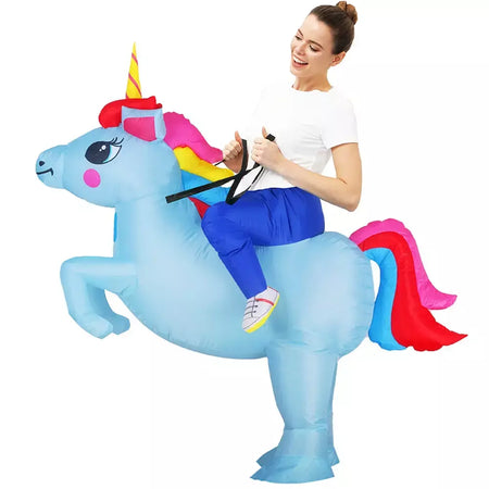 Vestuário colorido unicórnio animal trajes infláveis terno anime purim halloween carnaval festa cosplay traje para crianças adultas