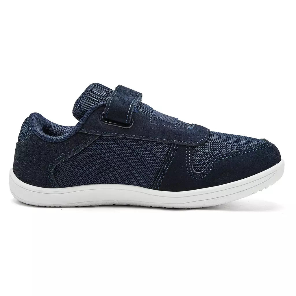 Hobibear crianças dedo do pé largo sapatos descalços pouco/grande/criança gancho loop minimalista tênis malha de couro artificial sapatos leves