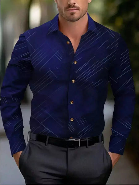 Camisa casual padrão meteoro de colarinho de botão masculino, macio e confortável blusa esportiva, tamanho XS-6XL, moda, novo