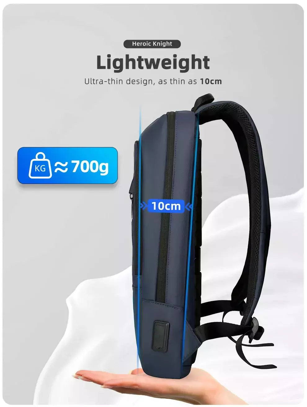 Mochila HK Slim para Homens, Sacos de Laptop, Impermeável, Minimalista, Negócios, Carregamento USB, Casual, Viagem, Trabalho, 15,6";;VERDADEIRO;;"8228-Black