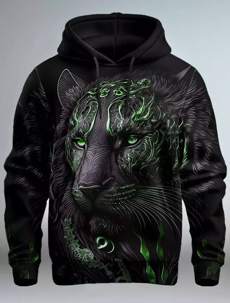 Capuz de manga comprida masculino, moletom com capuz, impressão 3D, bolso frontal, streetwear, moda primavera, novo