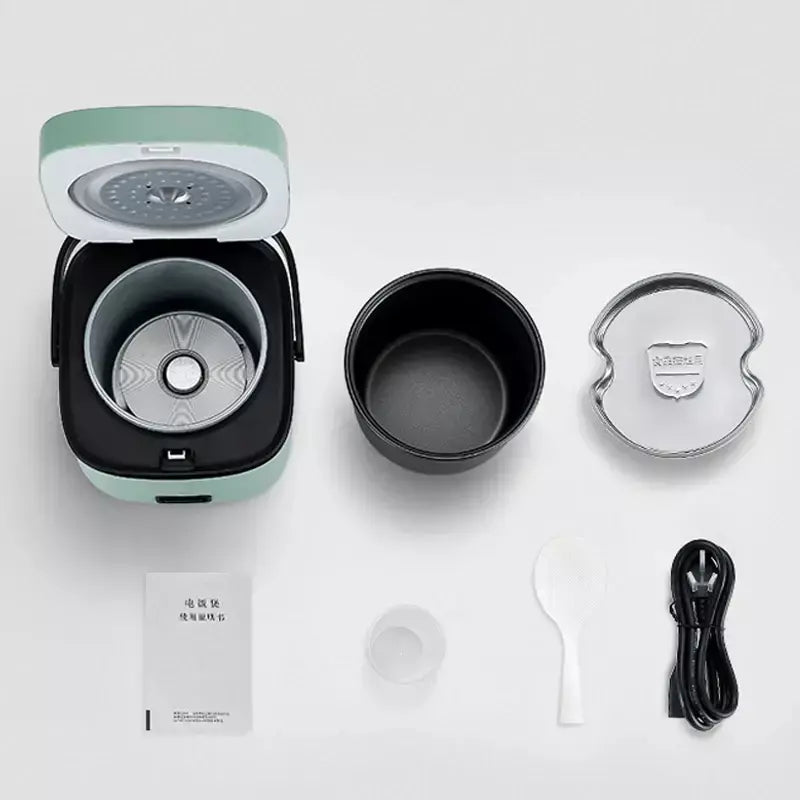 Mini panela de arroz automática, cozinha doméstica, máquina de cozinhar elétrica, 1-2 pessoas, aquecedor de alimentos, vaporizador, 1,2l, panela de arroz pequena