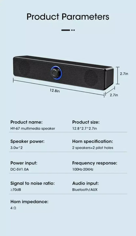 Xikcu sem fio bluetooth e pc soundbar com fio alto-falante alimentado por usb soundbar para tv pc portátil sistema de áudio surround de cinema em casa