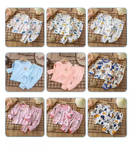 Conjunto de pijamas de manga comprida infantil, Seção fina, Roupa de bebê, Roupa doméstica, Meninos, Meninas, Crianças, Verão, Novo, 2022