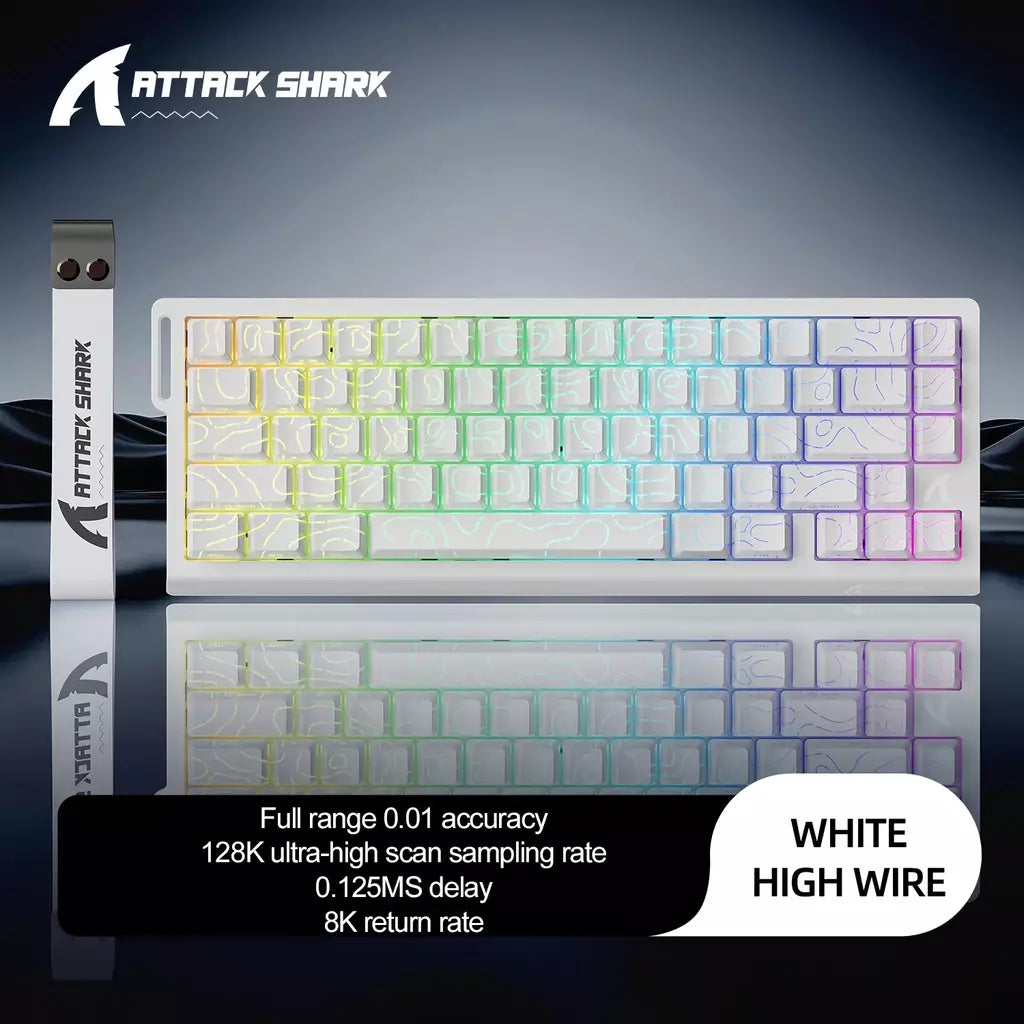 ATTACK SHARK X68HE Teclado Magnético Vermelho Com Fio Mecânico para Pro Gaming 0.01mm Trigg Rápido 8000Hz SOCD/Rs 0.125ms 128K Taxa