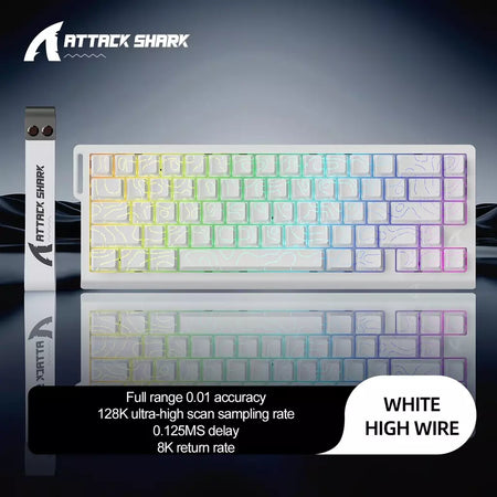 ATTACK SHARK X68HE Teclado Magnético Vermelho Com Fio Mecânico para Pro Gaming 0.01mm Trigg Rápido 8000Hz SOCD/Rs 0.125ms 128K Taxa