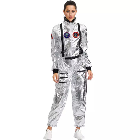 Halloween natal prata spaceman masculino feminino espaço terno adulto crianças astronauta traje festa de família vestir-se presente aniversário