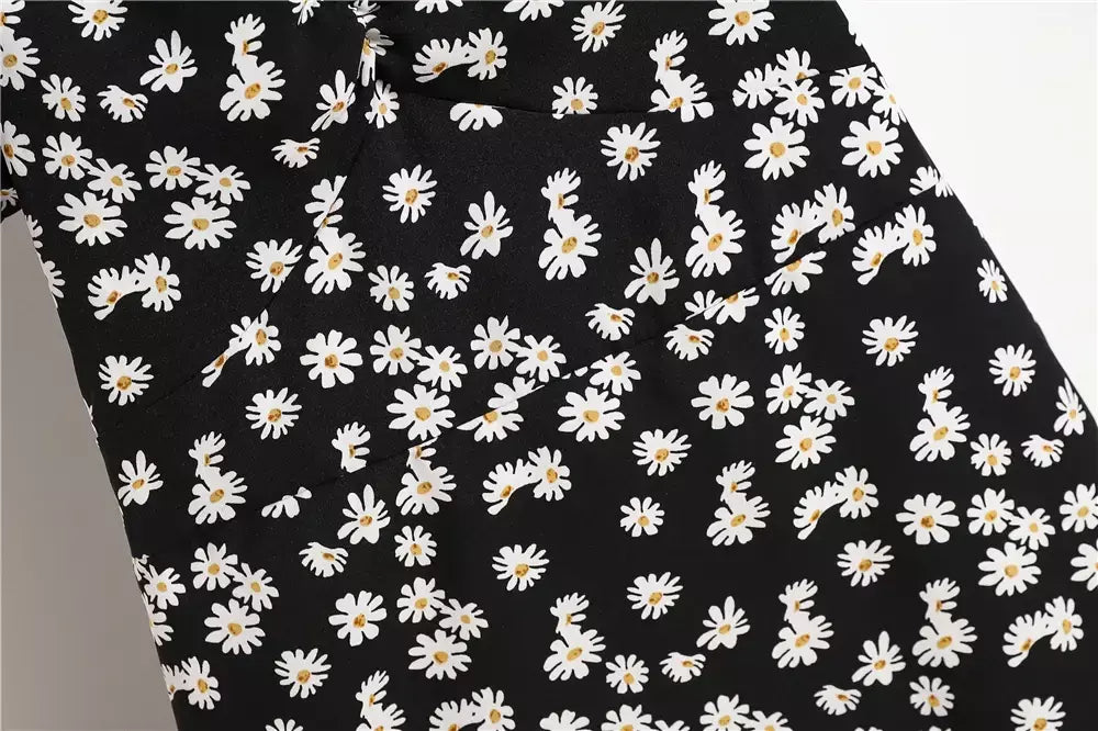 Mulheres mini vestidos de verão moda feminina vestidos impressão floral chiffon vestidos shirring plissado manga curta inchado vestido casual