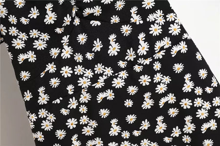 Mulheres mini vestidos de verão moda feminina vestidos impressão floral chiffon vestidos shirring plissado manga curta inchado vestido casual