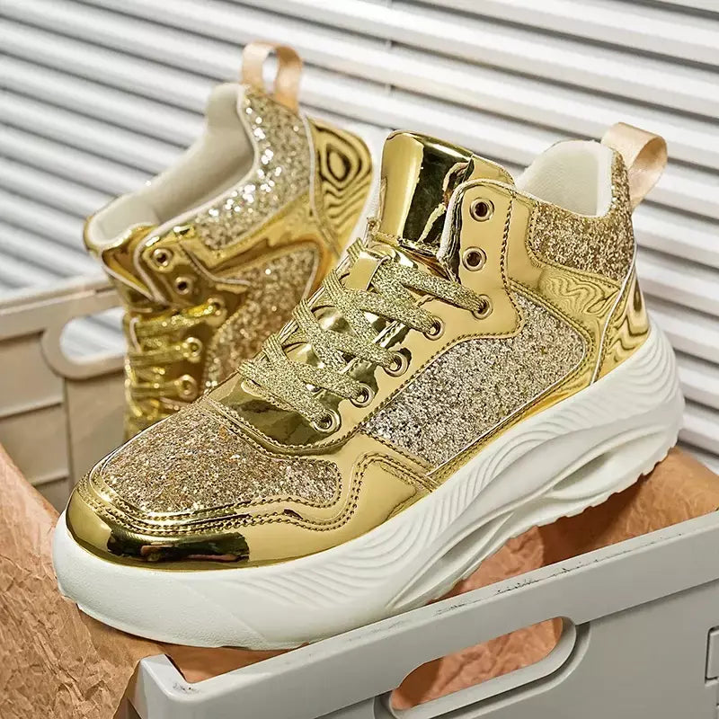 Mulheres de luxo esporte tênis corrida ouro dos homens treinamento atlético caminhada tênis confortável luz casal sapatos esportivos diários