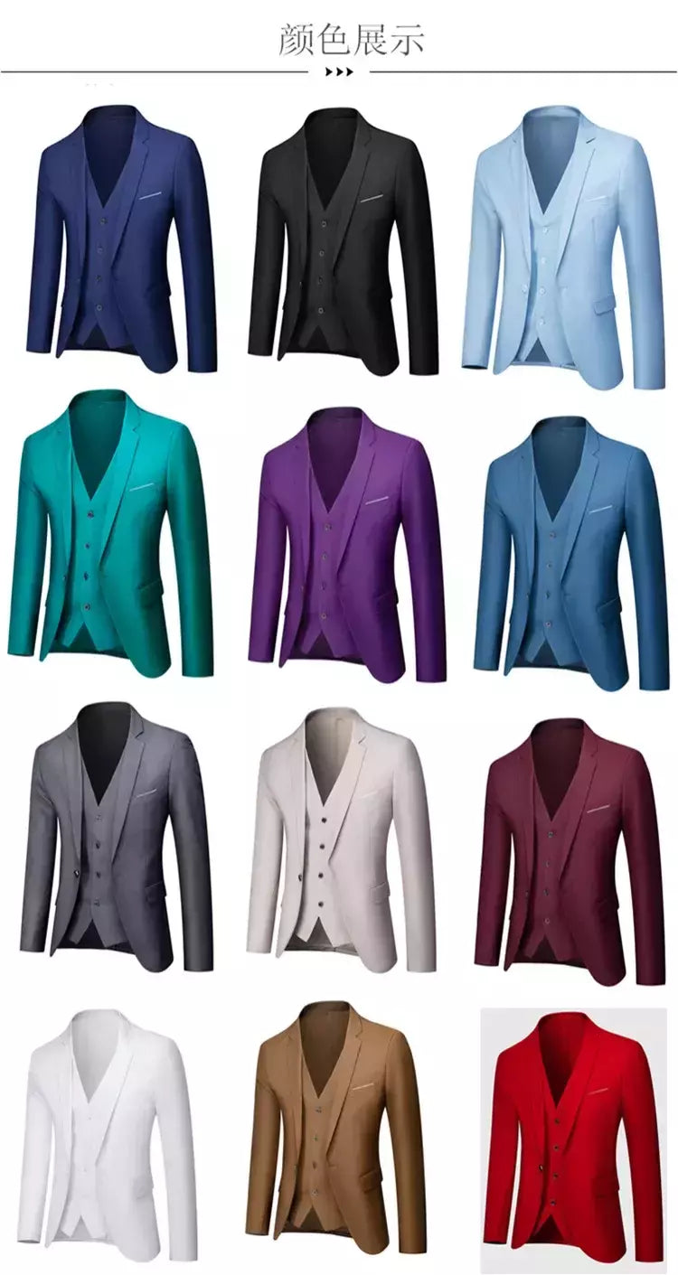 Ternos formais masculinos completos, conjuntos elegantes de blazers, roupas de casamento, calças, jaquetas, fantasias de luxo, negócios de casamento, 2 peças