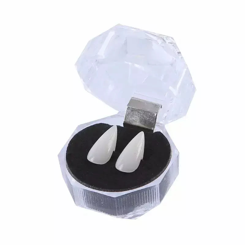 Dentes de vampiro presas dentaduras adereços traje de halloween adereços dentes falsos cola sólida adesivo dentadura decoração de festa de halloween