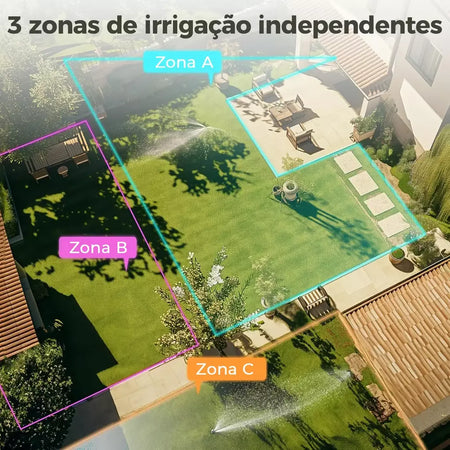 Diivoo temporizador de água para jardim, 3 saídas para mangueira de jardim, temporizador de irrigação automático programável ip54 com atraso de chuva, modo manual/automático