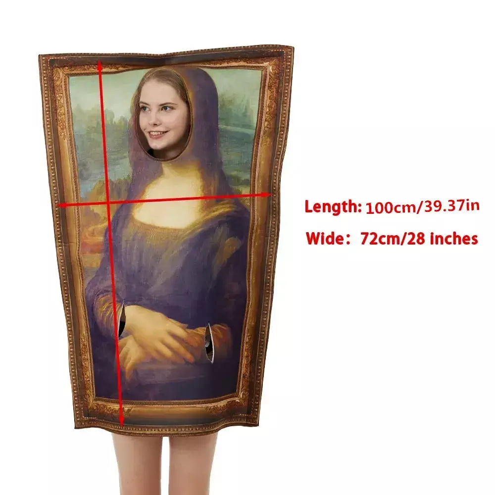 Pinturas famosas traje mona lisa o grito halloween natal adulto homens mulheres engraçado cerative vestir-se