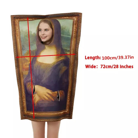 Pinturas famosas traje mona lisa o grito halloween natal adulto homens mulheres engraçado cerative vestir-se