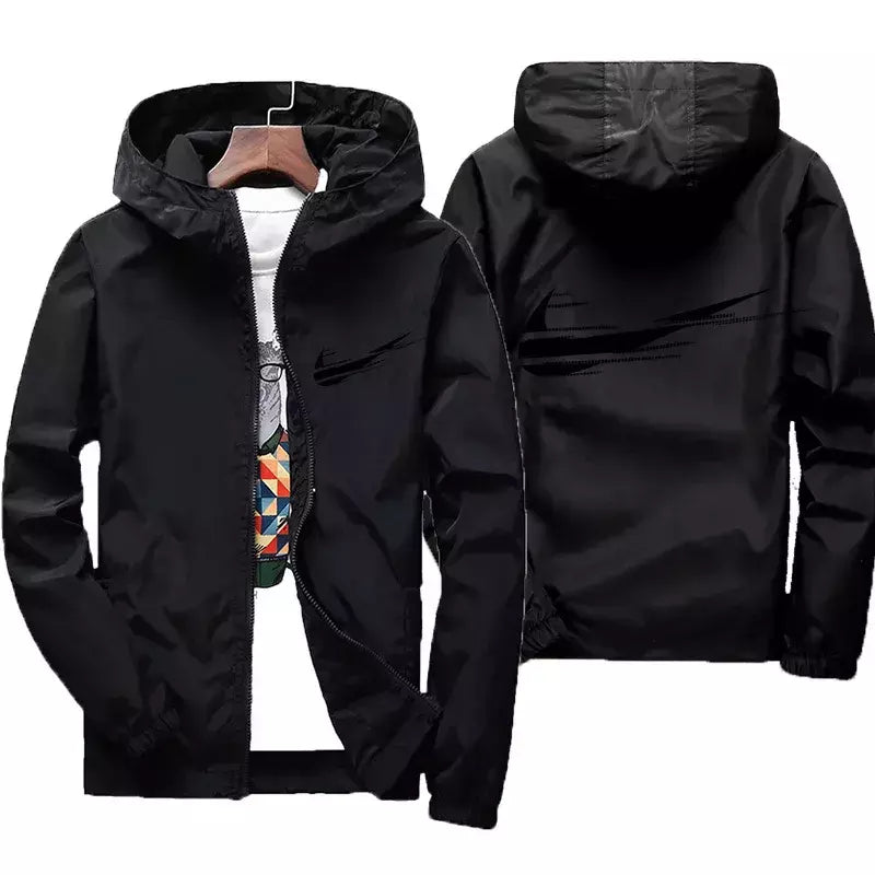Jaqueta impermeável com capuz masculino, blusão, outwear masculino, streetwear casual, roupas da moda, primavera, outono, 2024