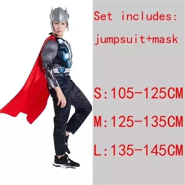 Super-herói homem aranha capitão américa homem de ferro thor hulk batman cosplay traje muscular bodysuit macacão para crianças festa de halloween