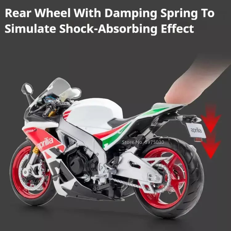 1:12 apulia rsv4 suzuki gsx liga modelo de carro da motocicleta brinquedos diecast roda dianteira direção suspensão da roda traseira presentes das crianças
