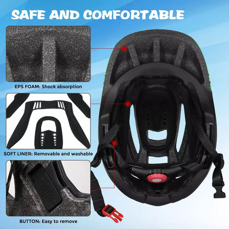 Lixada crianças 2-em-1 destacável capacete facial completo crianças esportes capacete de segurança da bicicleta equipamentos de proteção crianças capacete de ciclismo