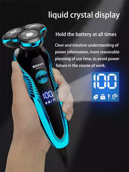 ZOZEN-Barbeador elétrico recarregável para homens, lâmina, aparador de cabelo, corte, máquina de barbear, aparador de barba, seco, uso duplo
