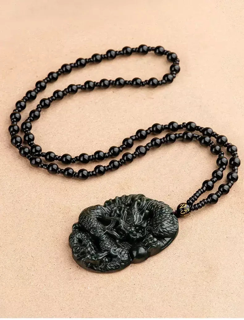 Velho hotan jade ciano pingente jadeite dragão rei marca zodíaco colar dominador masculino mão esculpida jóias presente high-end