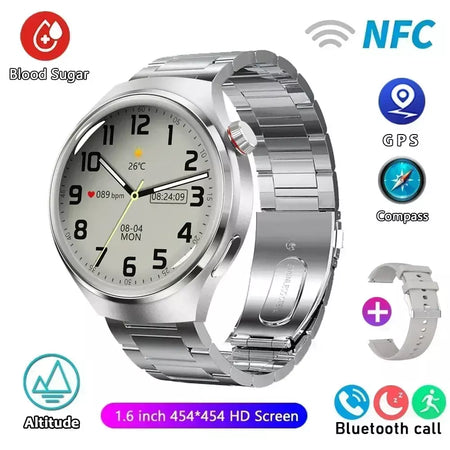 Xiaomi para pro relógio inteligente masculino 4 pro amoled tela hd bluetooth chamada gps nfc freqüência cardíaca açúcar no sangue smartwatch 2024 novo